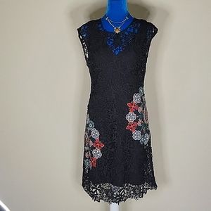 Desigual black spanish lace dress 38 S